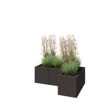 Terasest lillekast - L-kuju - 90 x 60 x 30 cm - RAL7016 matt (antratsiithall) - Põhjalauaga