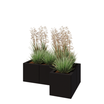 Terasest lillekast - L-kuju - 90 x 60 x 30 cm - RAL9005 matt (must) - Ilma põhjalauata