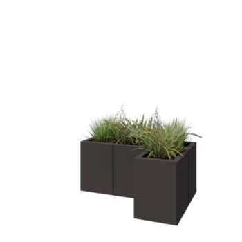 Terasest lillekast - L-kuju - 90 x 60 x 40 cm - RAL7016 matt (antratsiithall) - Põhjalauaga