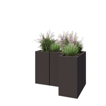 Terasest lillekast - L-kuju - 90 x 60 x 60 cm - RAL7016 matt (antratsiithall) - Ilma põhjalauata