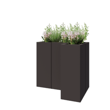 Terasest lillekast - L-kuju - 90 x 60 x 80 cm - RAL7016 matt (antratsiithall) - Ilma põhjalauata