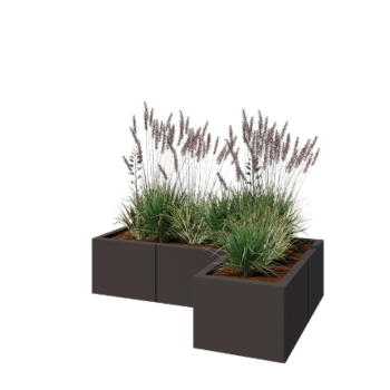 Terasest lillekast - L-kuju - 120 x 80 x 30 cm - RAL7016 matt (antratsiithall) - Ilma põhjalauata