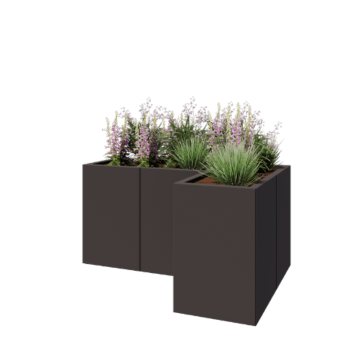 Terasest lillekast - L-kuju - 120 x 80 x 60 cm - RAL7016 matt (antratsiithall) - Põhjalauaga
