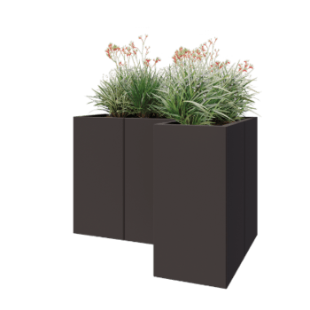 Terasest lillekast - L-kuju - 120 x 80 x 80 cm - RAL7016 matt (antratsiithall) - Ilma põhjalauata