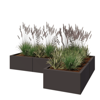 Terasest lillekast - L-kuju - 180 x 120 x 30 cm - RAL7016 matt (antratsiithall) - Põhjalauaga