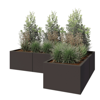 Terasest lillekast - L-kuju - 180 x 120 x 40 cm - Muu RAL värv - Ilma põhjalauata
