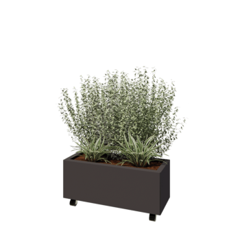 Terasest lillekast - Ristkülik - 80 x 30 x 30 cm - RAL7016 matt (antratsiithall) - Põhjalauaga - Ratastega