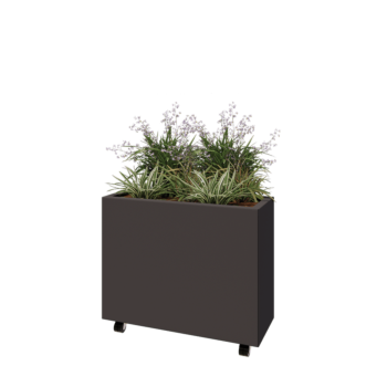 Terasest lillekast - Ristkülik - 80 x 30 x 60 cm - RAL7016 matt (antratsiithall) - Põhjalauaga - Ratastega