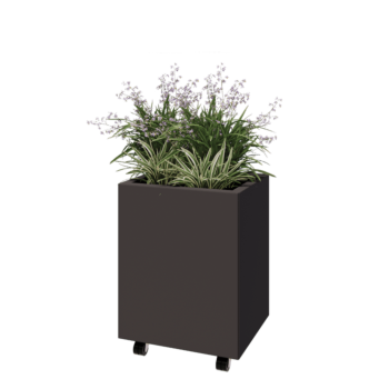 Terasest lillekast - Ristkülik - 50 x 40 x 60 cm - RAL7016 matt (antratsiithall) - Põhjalauaga - Ratastega