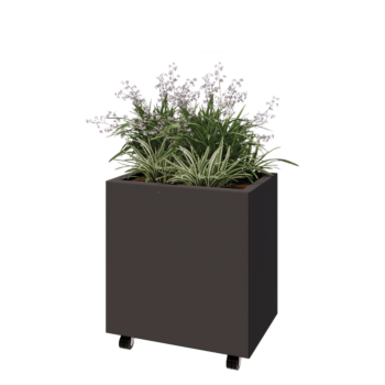Terasest lillekast - Ristkülik - 60 x 40 x 60 cm - Muu RAL värv - Põhjalauaga - Ratastega