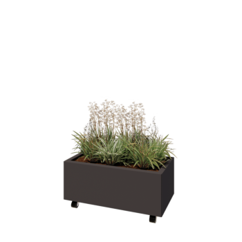 Terasest lillekast - Ristkülik - 80 x 40 x 30 cm - Muu RAL värv - Põhjalauaga - Ratastega