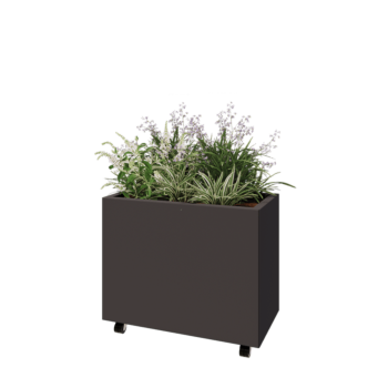 Terasest lillekast - Ristkülik - 80 x 40 x 60 cm - RAL7016 matt (antratsiithall) - Põhjalauaga - Ratastega