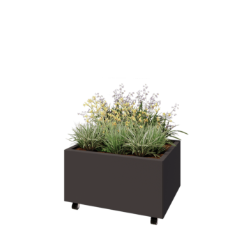 Terasest lillekast - Ristkülik - 80 x 60 x 40 cm - Muu RAL värv - Põhjalauaga - Ratastega