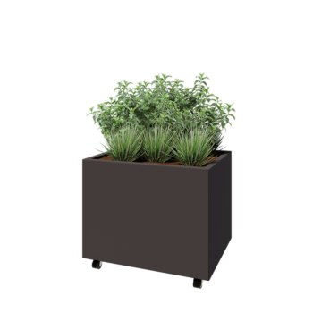 Terasest lillekast - Ristkülik - 80 x 60 x 60 cm - RAL7016 matt (antratsiithall) - Põhjalauaga - Ratastega