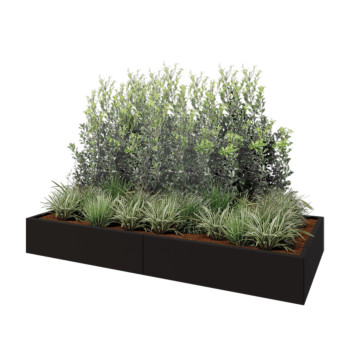Terasest lillekast XXL - Ristkülik - 240 x 100 x 30 cm - RAL9005 matt (must) - Põhjalauaga