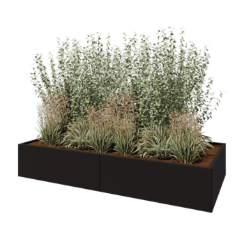 Terasest lillekast XXL - Ristkülik - 240 x 100 x 40 cm - RAL9005 matt (must) - Põhjalauaga