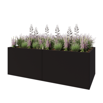 Terasest lillekast XXL - Ristkülik - 240 x 100 x 80 cm - RAL9005 matt (must) - Ilma põhjalauata