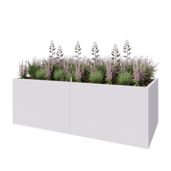Terasest lillekast XXL - Ristkülik - 240 x 100 x 80 cm - RAL9010 matt (valge) - Põhjalauaga