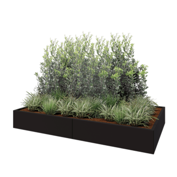 Terasest lillekast XXL - Ristkülik - 240 x 120 x 30 cm - RAL9005 matt (must) - Ilma põhjalauata