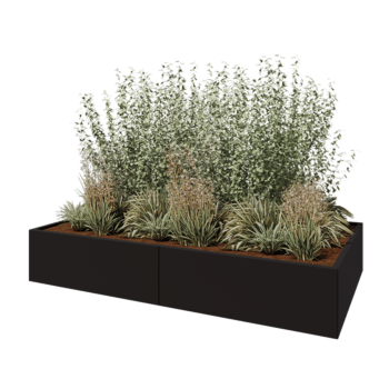 Terasest lillekast XXL - Ristkülik - 240 x 120 x 40 cm - RAL9005 matt (must) - Põhjalauaga