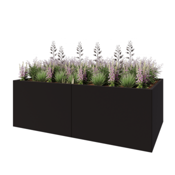 Terasest lillekast XXL - Ristkülik - 240 x 120 x 80 cm - RAL9005 matt (must) - Ilma põhjalauata