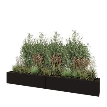 Terasest lillekast XXL - Ristkülik - 240 x 30 x 30 cm - RAL9005 matt (must) - Põhjalauaga