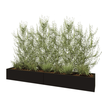 Terasest lillekast XXL - Ristkülik - 240 x 40 x 30 cm - RAL9005 matt (must) - Põhjalauaga