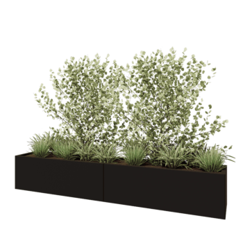 Terasest lillekast XXL - Ristkülik - 240 x 40 x 40 cm - RAL9005 matt (must) - Põhjalauaga