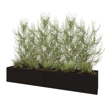 Terasest lillekast XXL - Ristkülik - 240 x 50 x 40 cm - RAL9005 matt (must) - Ilma põhjalauata
