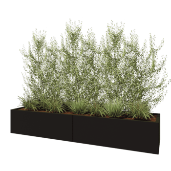 Terasest lillekast XXL - Ristkülik - 240 x 60 x 40 cm - RAL9005 matt (must) - Põhjalauaga