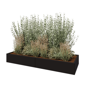 Terasest lillekast XXL - Ristkülik - 240 x 80 x 30 cm - RAL9005 matt (must) - Põhjalauaga