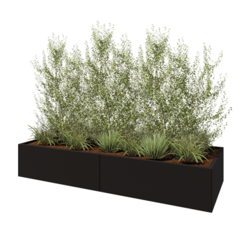 Terasest lillekast XXL - Ristkülik - 240 x 80 x 40 cm - RAL9005 matt (must) - Põhjalauaga