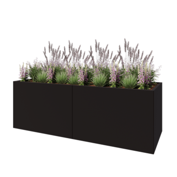 Terasest lillekast XXL - Ristkülik - 240 x 80 x 80 cm - RAL9005 matt (must) - Ilma põhjalauata