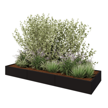 Terasest lillekast XXL - Ristkülik - 300 x 100 x 30 cm - RAL9005 matt (must) - Ilma põhjalauata