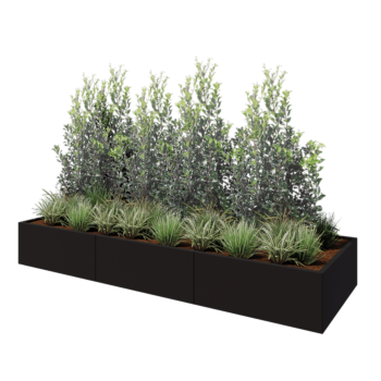 Terasest lillekast XXL - Ristkülik - 300 x 100 x 40 cm - RAL9005 matt (must) - Ilma põhjalauata