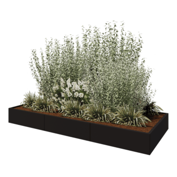 Terasest lillekast XXL - Ristkülik - 300 x 120 x 30 cm - RAL9005 matt (must) - Ilma põhjalauata