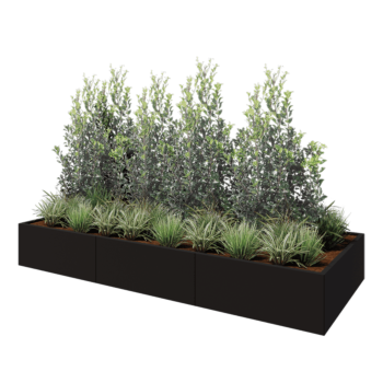 Terasest lillekast XXL - Ristkülik - 300 x 120 x 40 cm - RAL9005 matt (must) - Põhjalauaga