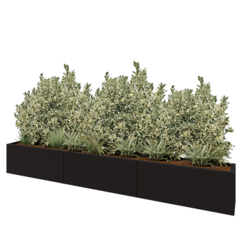 Terasest lillekast XXL - Ristkülik - 300 x 30 x 40 cm - RAL9005 matt (must) - Ilma põhjalauata