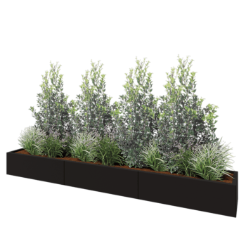 Terasest lillekast XXL - Ristkülik - 300 x 40 x 30 cm - RAL9005 matt (must) - Ilma põhjalauata