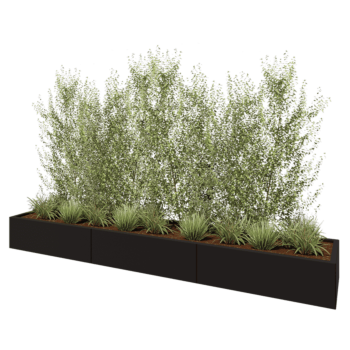 Terasest lillekast XXL - Ristkülik - 300 x 50 x 30 cm - RAL9005 matt (must) - Põhjalauaga