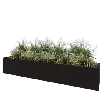 Terasest lillekast XXL - Ristkülik - 300 x 50 x 50 cm - RAL9005 matt (must) - Ilma põhjalauata