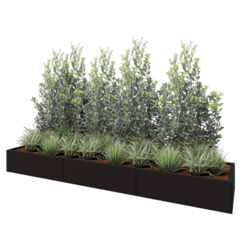 Terasest lillekast XXL - Ristkülik - 300 x 60 x 30 cm - RAL9005 matt (must) - Ilma põhjalauata