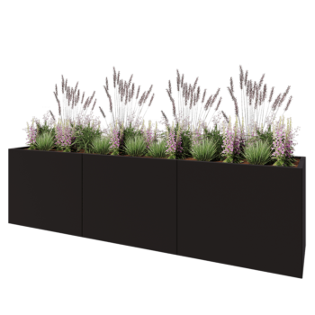 Terasest lillekast XXL - Ristkülik - 300 x 60 x 80 cm - RAL9005 matt (must) - Ilma põhjalauata