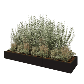 Terasest lillekast XXL - Ristkülik - 300 x 80 x 30 cm - RAL9005 matt (must) - Ilma põhjalauata