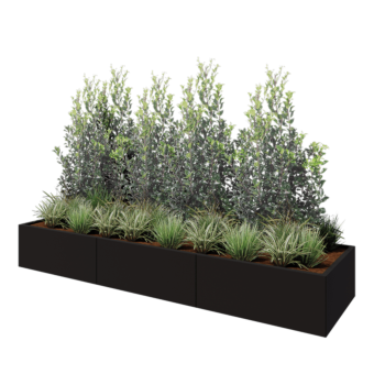 Terasest lillekast XXL - Ristkülik - 300 x 80 x 40 cm - RAL9005 matt (must) - Ilma põhjalauata