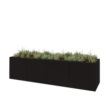 Terasest lillekast XXL - Ristkülik - 400 x 100 x 100 cm - RAL9005 matt (must) - Ilma põhjalauata