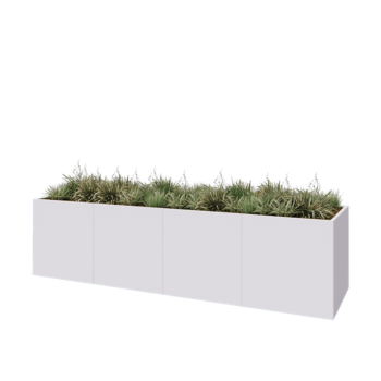 Terasest lillekast XXL - Ristkülik - 400 x 100 x 100 cm - RAL9010 matt (valge) - Ilma põhjalauata