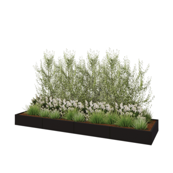 Terasest lillekast XXL - Ristkülik - 400 x 100 x 30 cm - RAL9005 matt (must) - Ilma põhjalauata