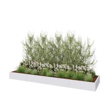 Terasest lillekast XXL - Ristkülik - 400 x 100 x 30 cm - RAL9010 matt (valge) - Ilma põhjalauata