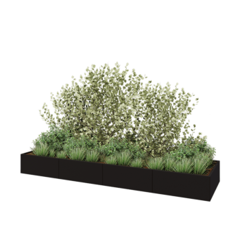 Terasest lillekast XXL - Ristkülik - 400 x 100 x 40 cm - RAL9005 matt (must) - Ilma põhjalauata